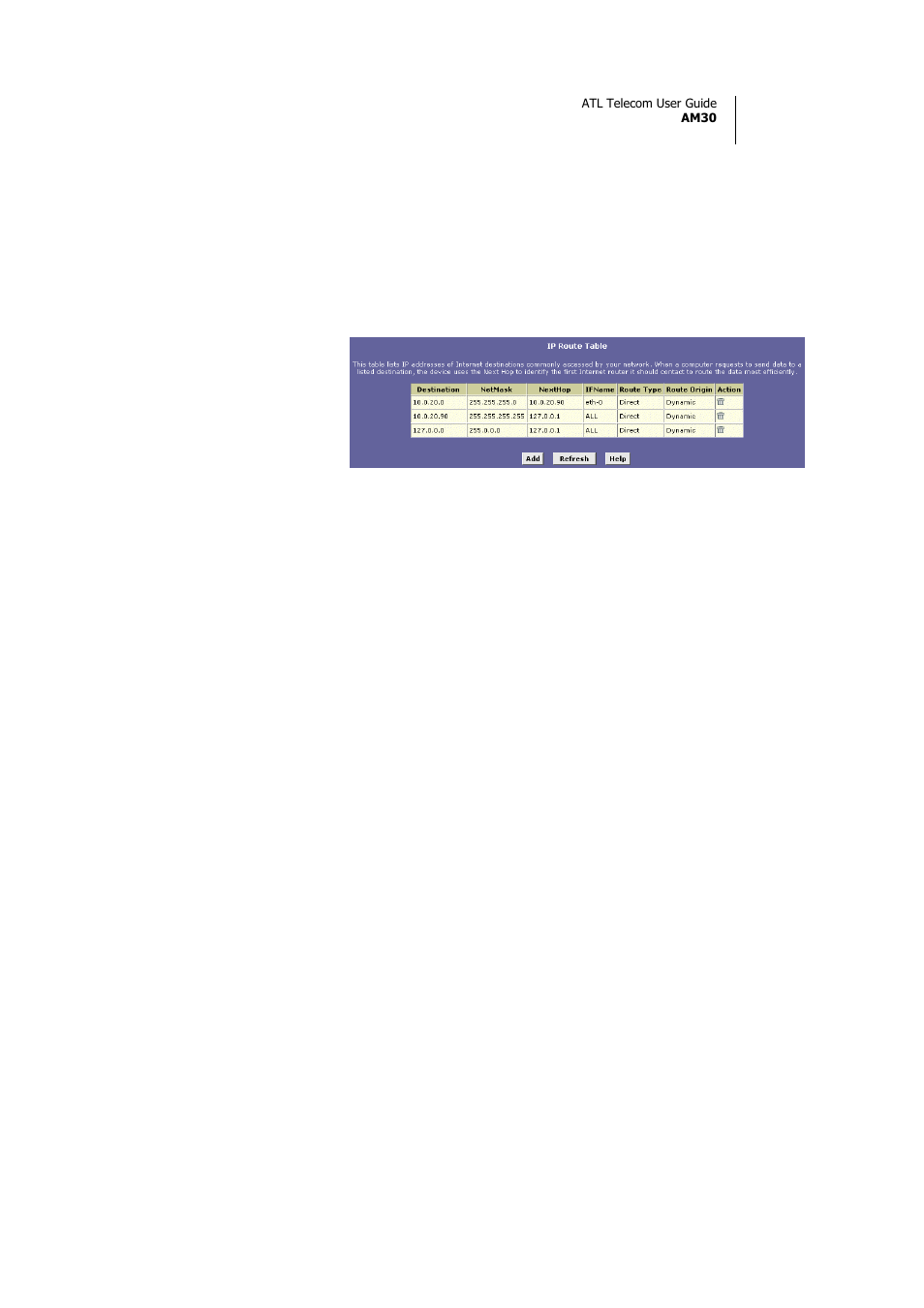 Viewing the ip routing table | ATL Telecom AM30 User Manual | Page 85 / 177