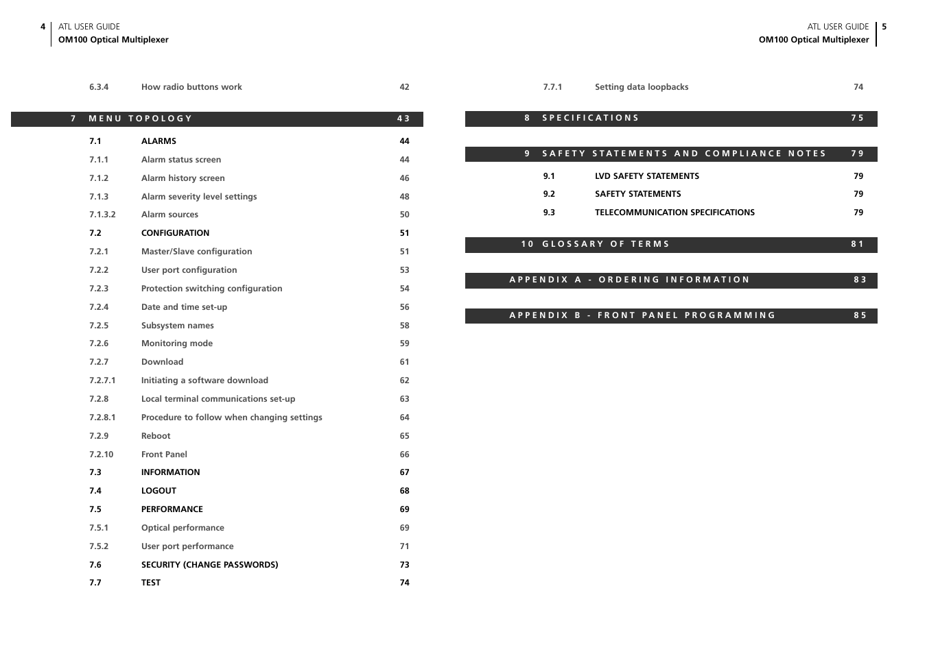 ATL Telecom OM100 User Manual | Page 4 / 46