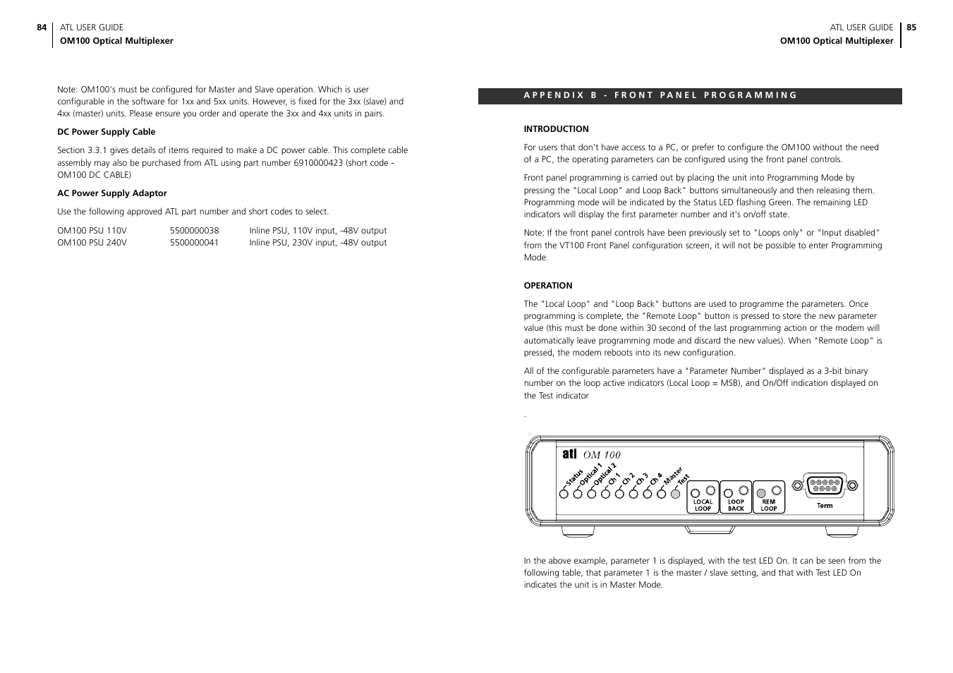 ATL Telecom OM100 User Manual | Page 44 / 46