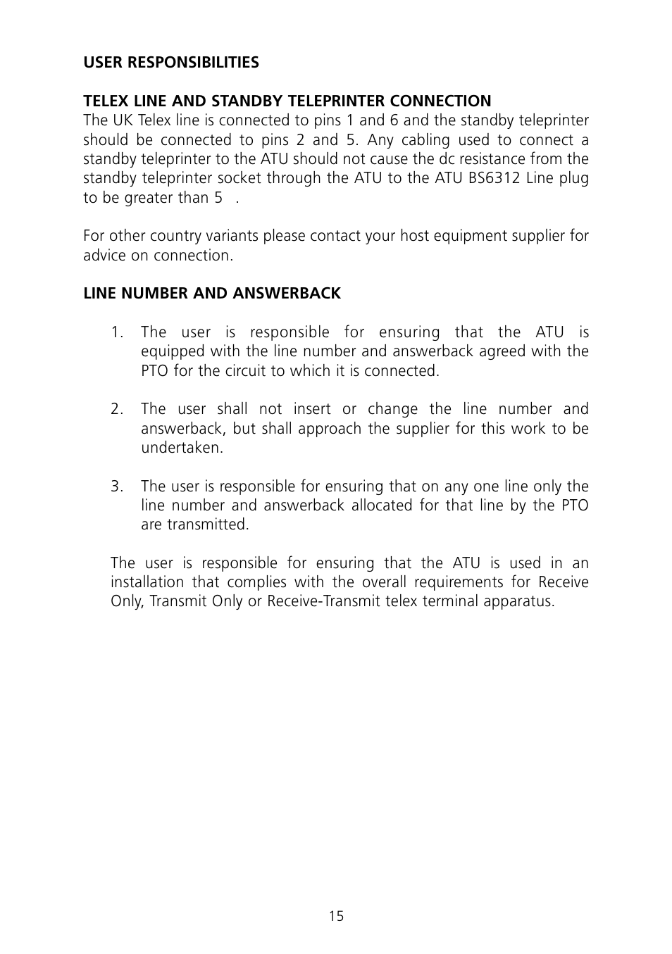 ATL Telecom Telex User Manual | Page 15 / 16