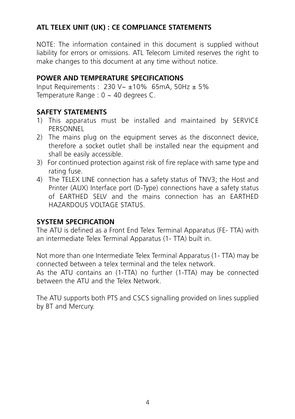 ATL Telecom Telex User Manual | Page 4 / 16