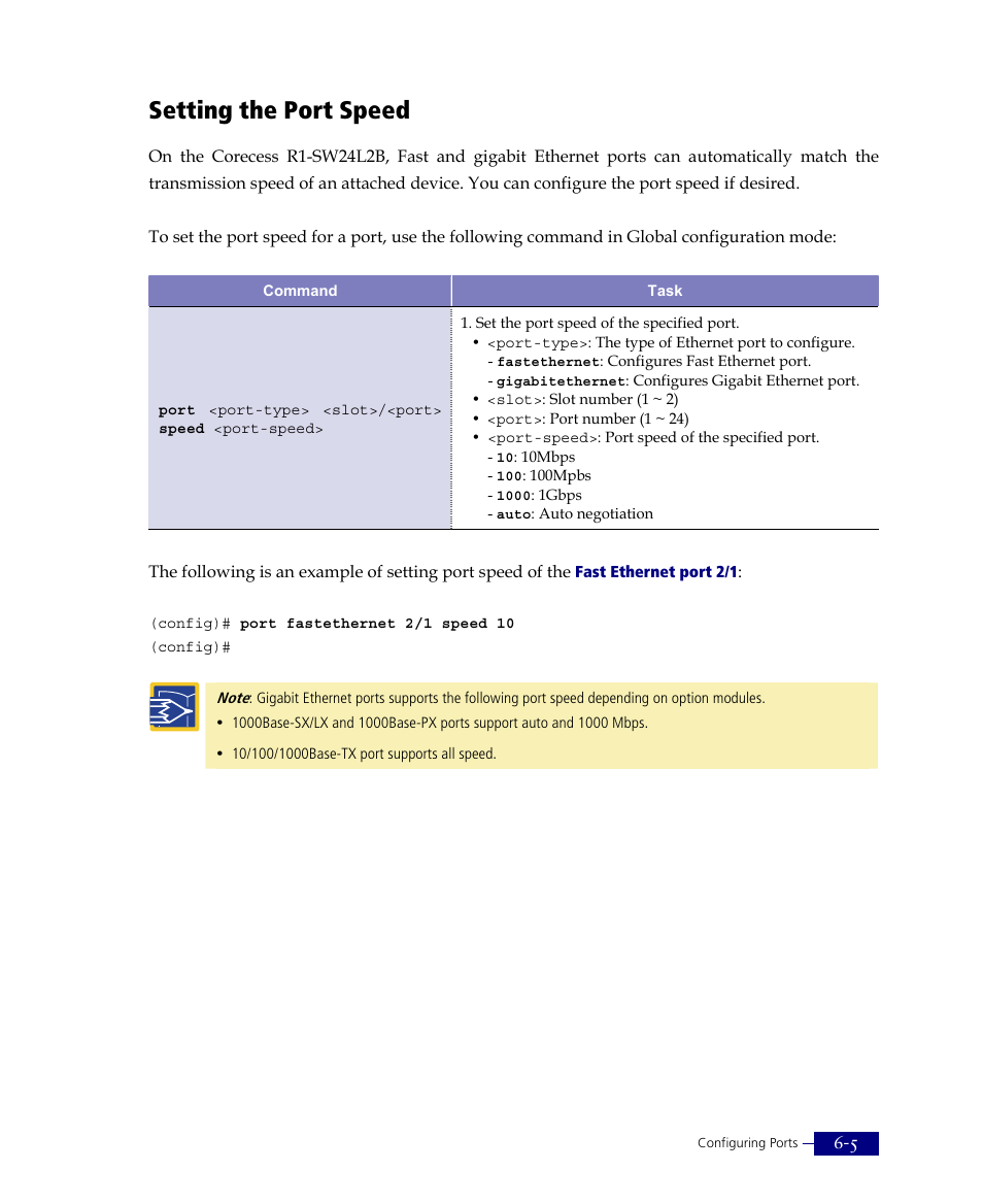 Setting the port speed | ATL Telecom R1-SW Ethernet Switch User Manual | Page 117 / 300