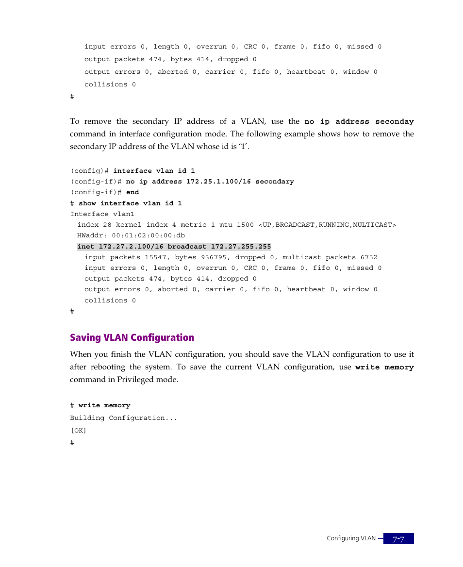 Saving vlan configuration | ATL Telecom R1-SW Ethernet Switch User Manual | Page 131 / 300