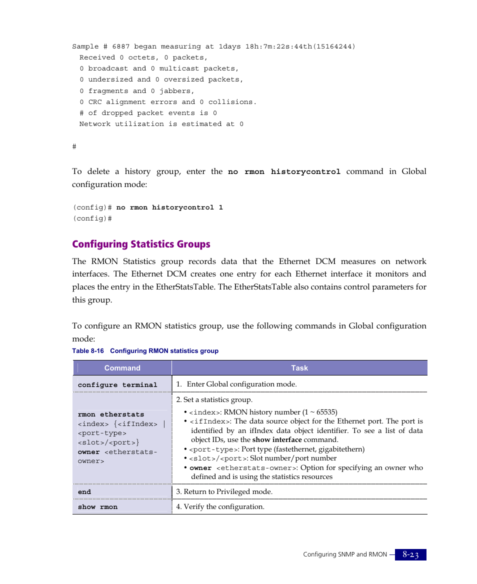 Configuring statistics groups | ATL Telecom R1-SW Ethernet Switch User Manual | Page 157 / 300