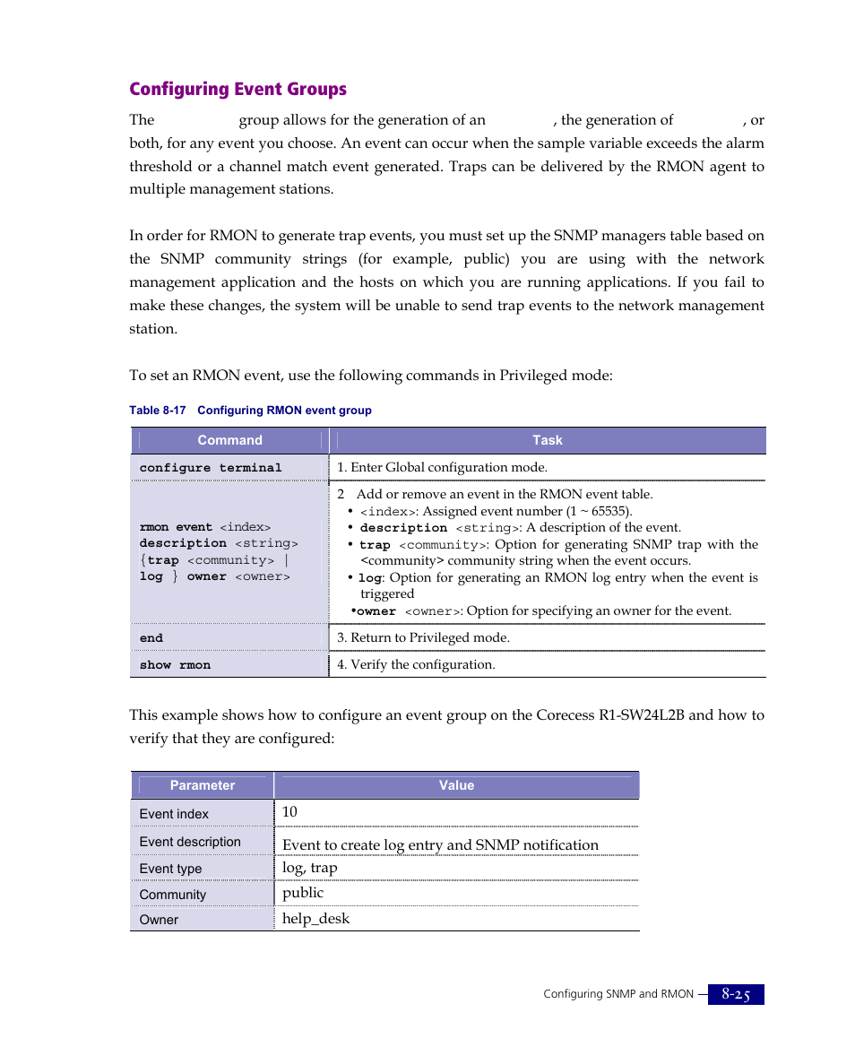 Configuring event groups | ATL Telecom R1-SW Ethernet Switch User Manual | Page 159 / 300