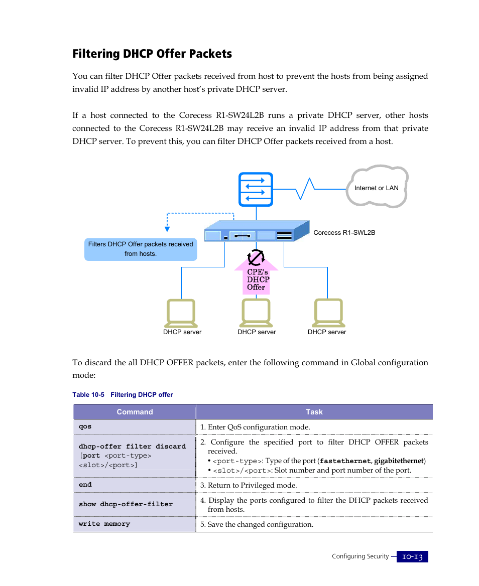 Filtering dhcp offer packets | ATL Telecom R1-SW Ethernet Switch User Manual | Page 223 / 300