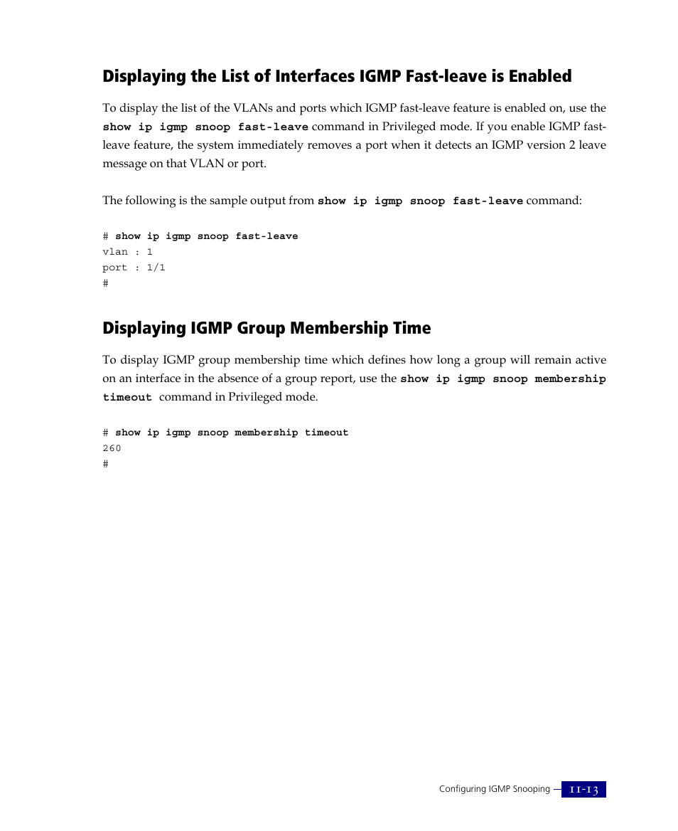 Displaying igmp group membership time | ATL Telecom R1-SW Ethernet Switch User Manual | Page 247 / 300