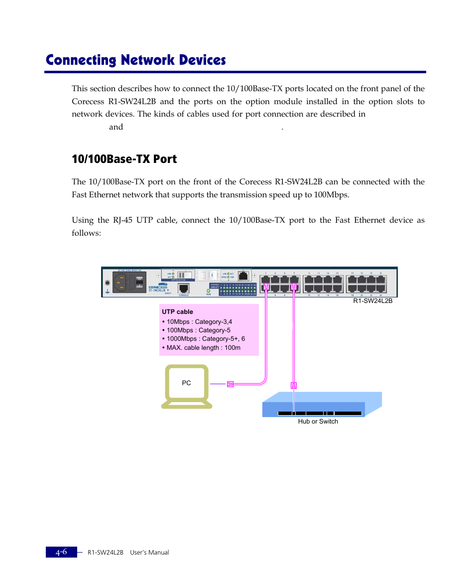 Connecting network devices | ATL Telecom R1-SW Ethernet Switch User Manual | Page 58 / 300