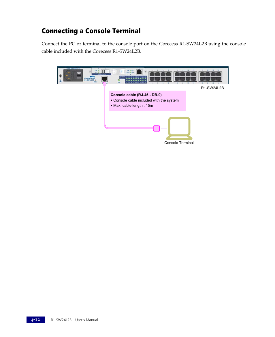 Connecting a console terminal | ATL Telecom R1-SW Ethernet Switch User Manual | Page 64 / 300