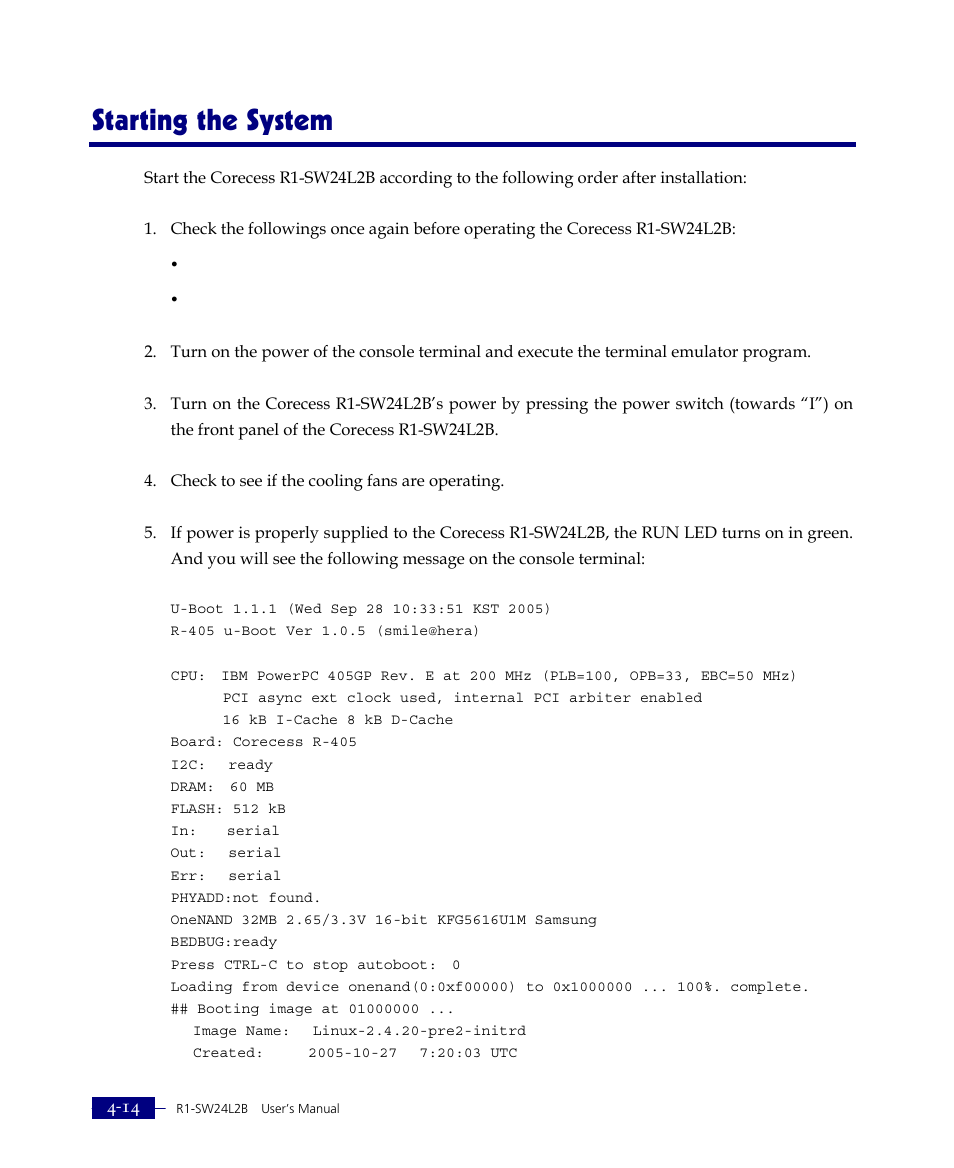 Starting the system | ATL Telecom R1-SW Ethernet Switch User Manual | Page 66 / 300