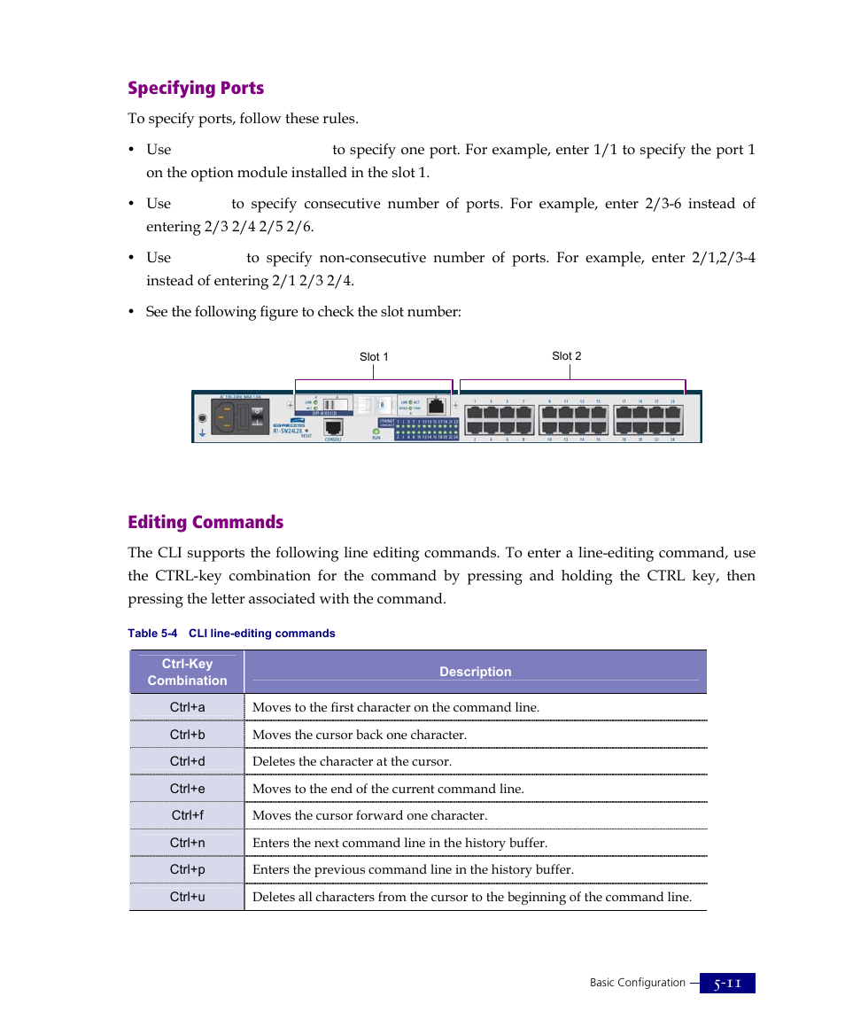 Specifying ports, Editing commands | ATL Telecom R1-SW Ethernet Switch User Manual | Page 79 / 300