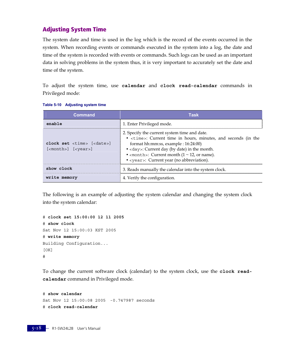 Adjusting system time | ATL Telecom R1-SW Ethernet Switch User Manual | Page 86 / 300