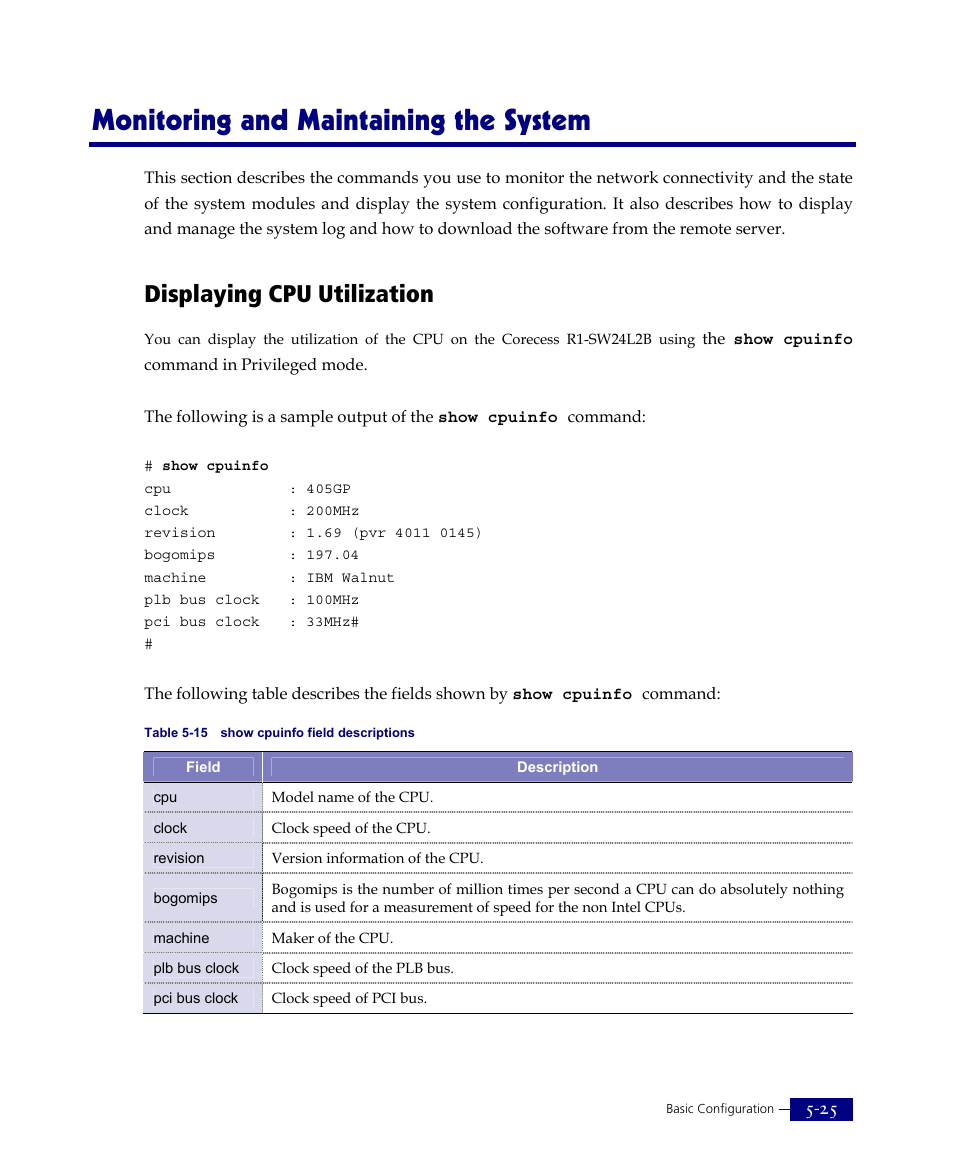 Monitoring and maintaining the system, Displaying cpu utilization | ATL Telecom R1-SW Ethernet Switch User Manual | Page 93 / 300