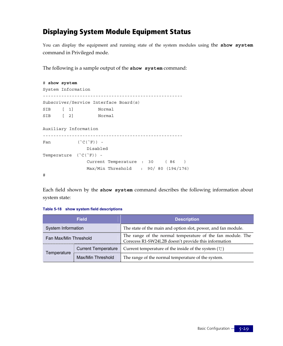 Displaying system module equipment status | ATL Telecom R1-SW Ethernet Switch User Manual | Page 97 / 300