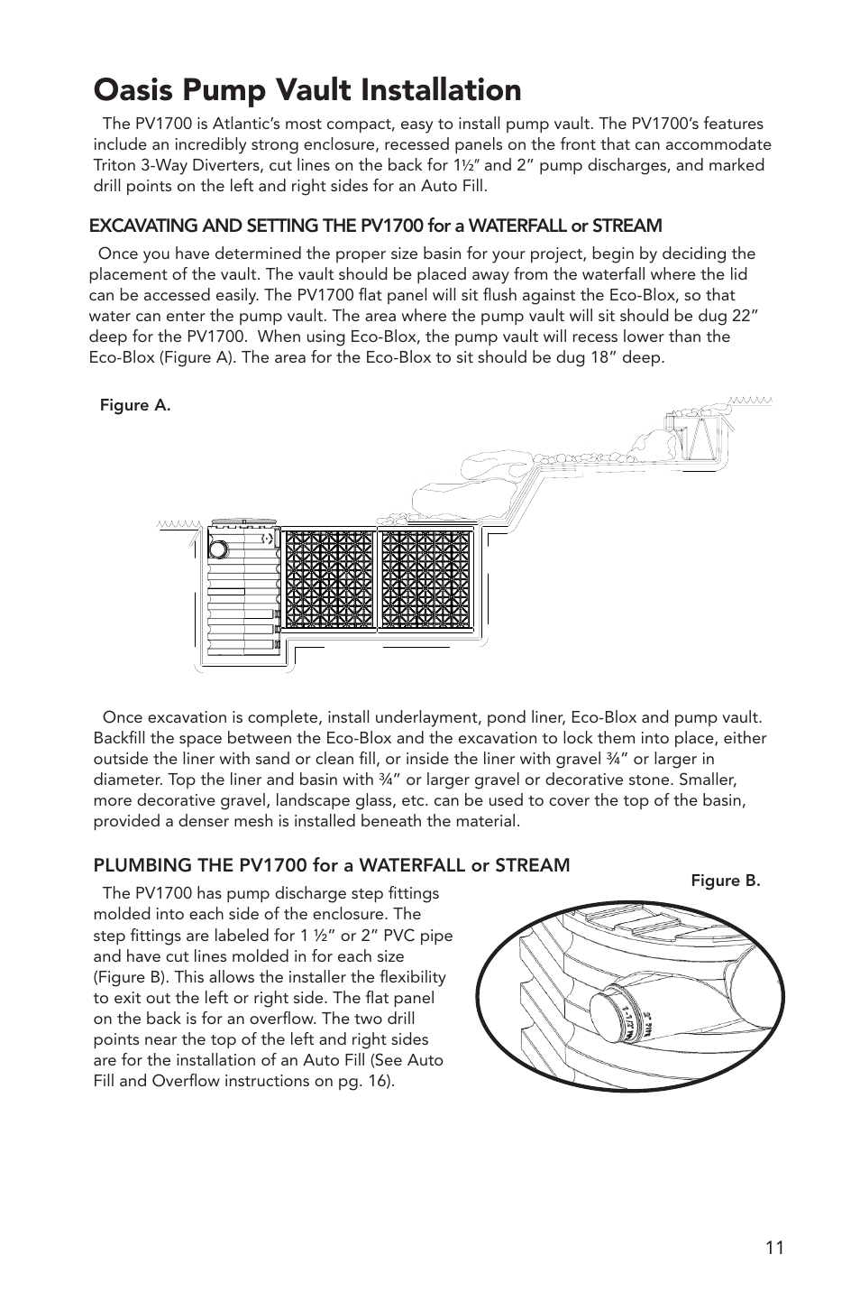 Oasis pump vault installation | Atlantic Water Gardens Oasis PS3900 User Manual | Page 11 / 16
