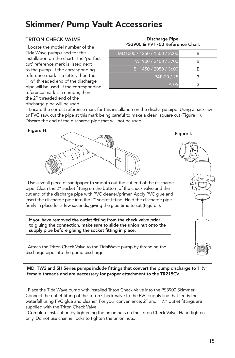 Skimmer/ pump vault accessories | Atlantic Water Gardens Oasis PS3900 User Manual | Page 15 / 16