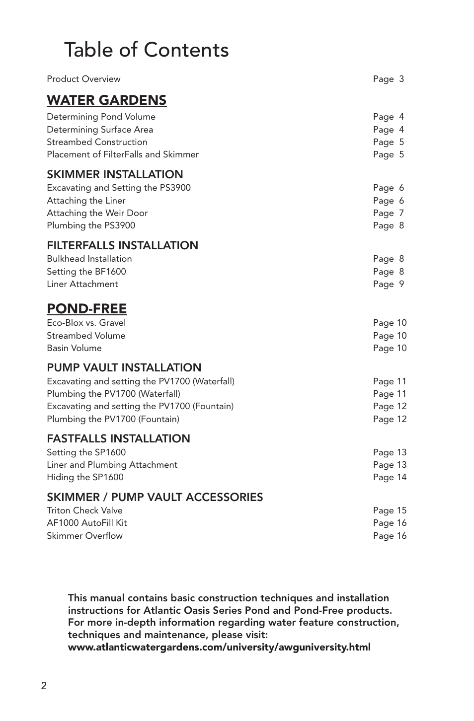 Atlantic Water Gardens Oasis PS3900 User Manual | Page 2 / 16