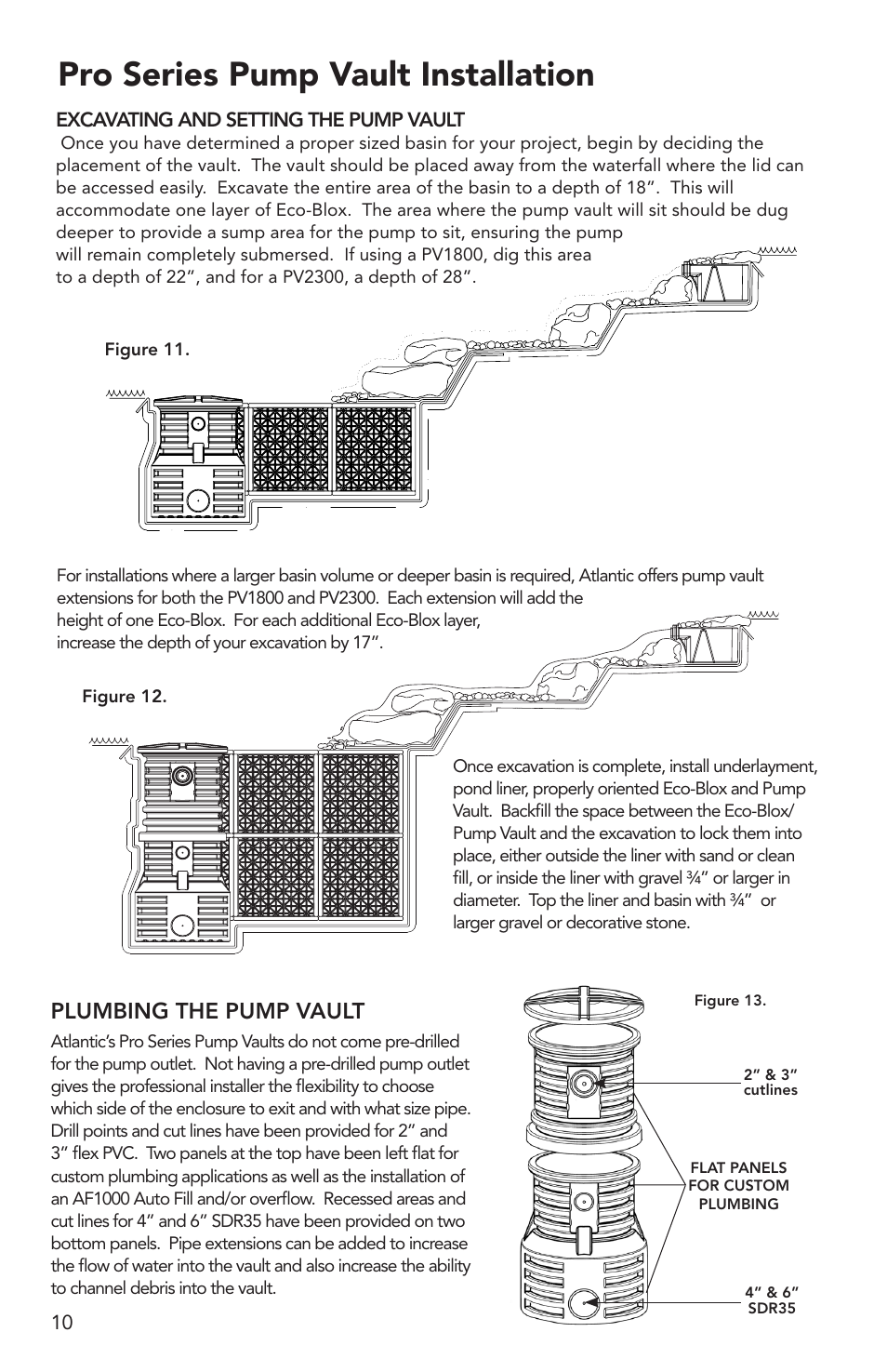 Pro series pump vault installation, Plumbing the pump vault | Atlantic Water Gardens Pro Series PS4600 User Manual | Page 10 / 16