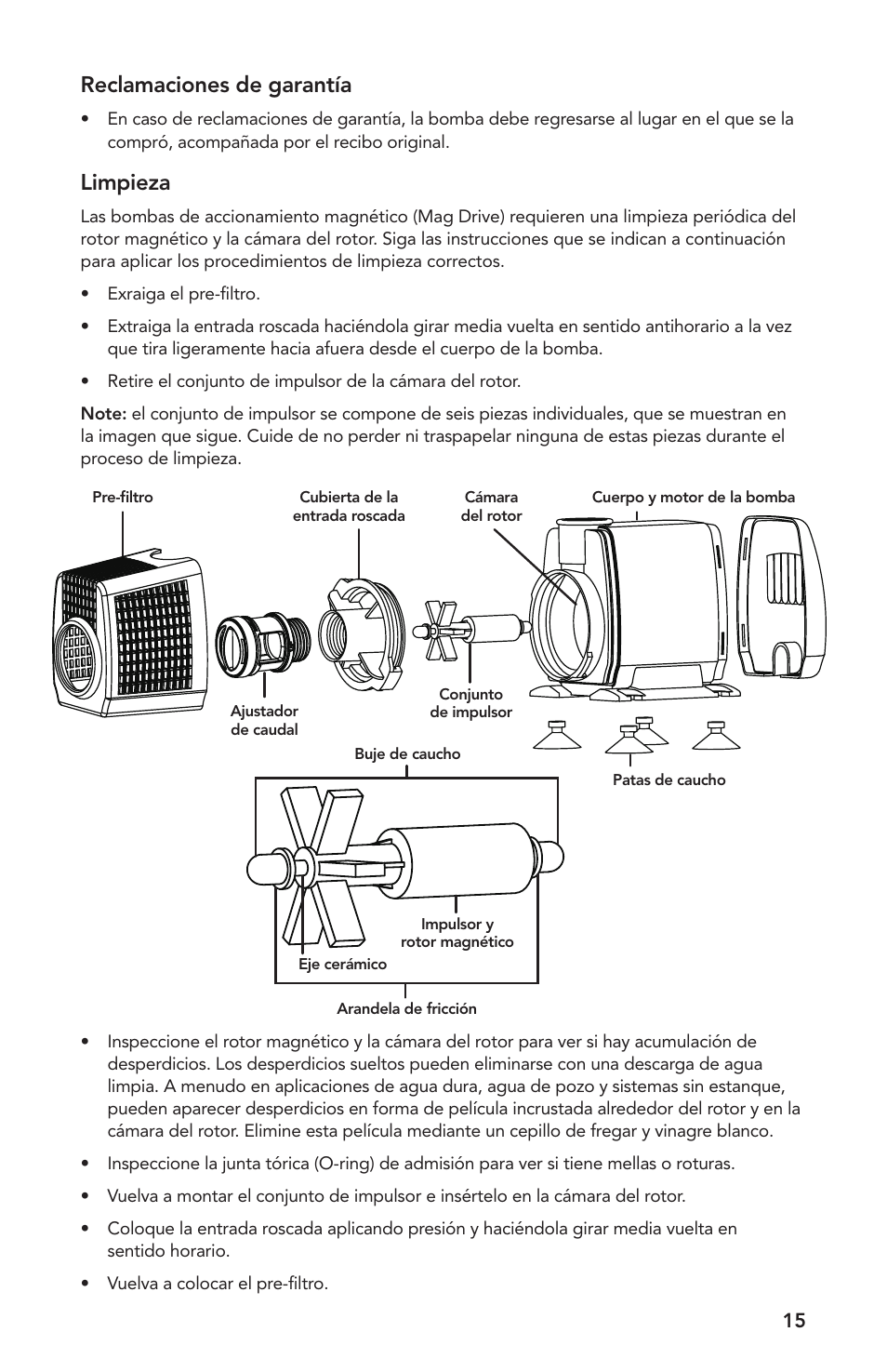 Reclamaciones de garantía, Limpieza | Atlantic Water Gardens FP100 User Manual | Page 15 / 16