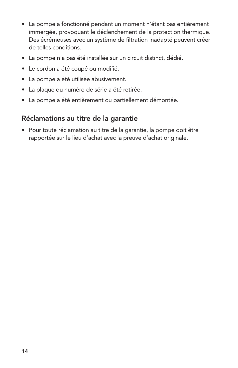 Réclamations au titre de la garantie | Atlantic Water Gardens PAF-20 User Manual | Page 14 / 24