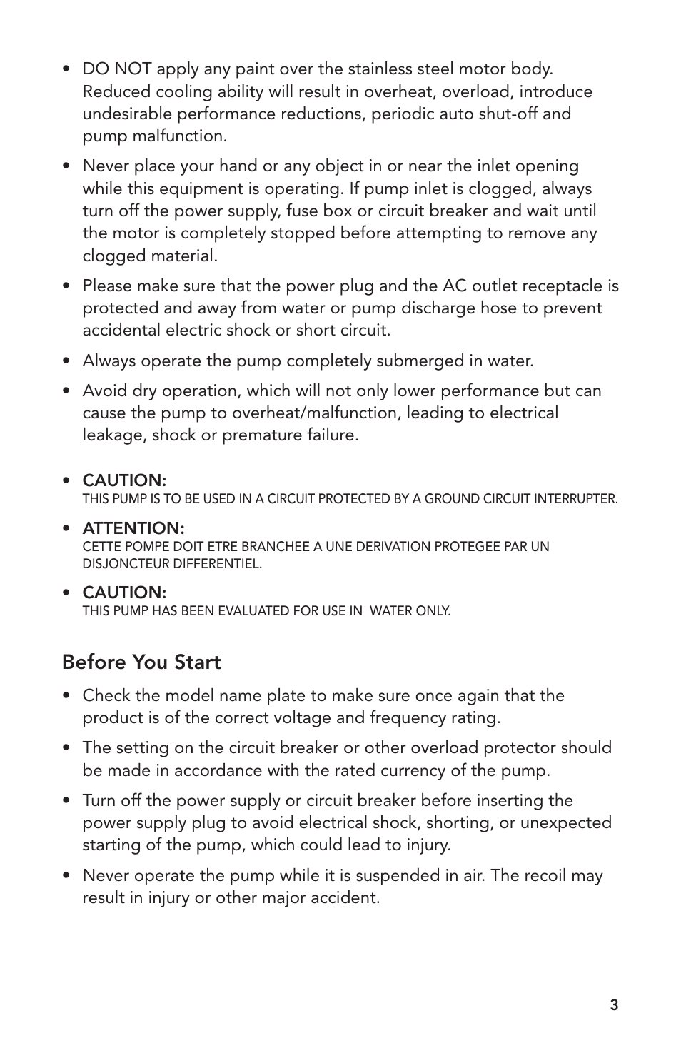 Before you start | Atlantic Water Gardens L-305 User Manual | Page 3 / 8