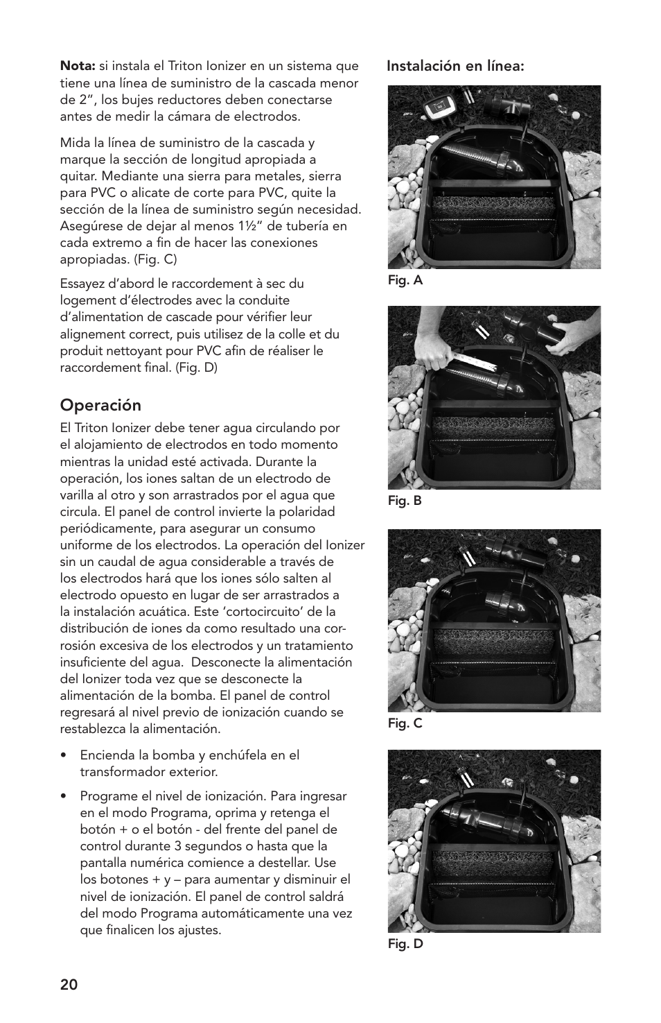 Operación | Atlantic Water Gardens TRION2 User Manual | Page 20 / 24