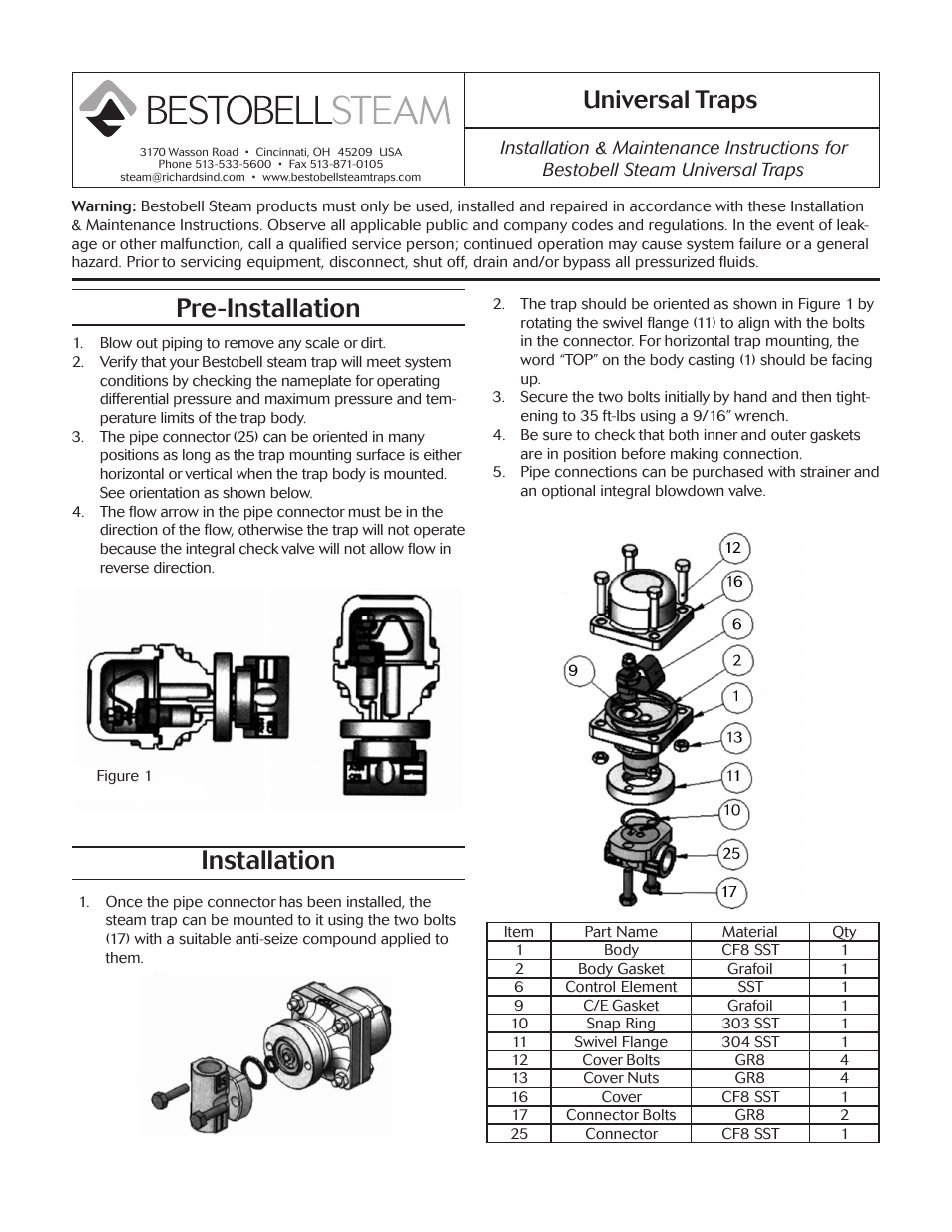 Bestobell Steam Universal Trap User Manual | 2 pages