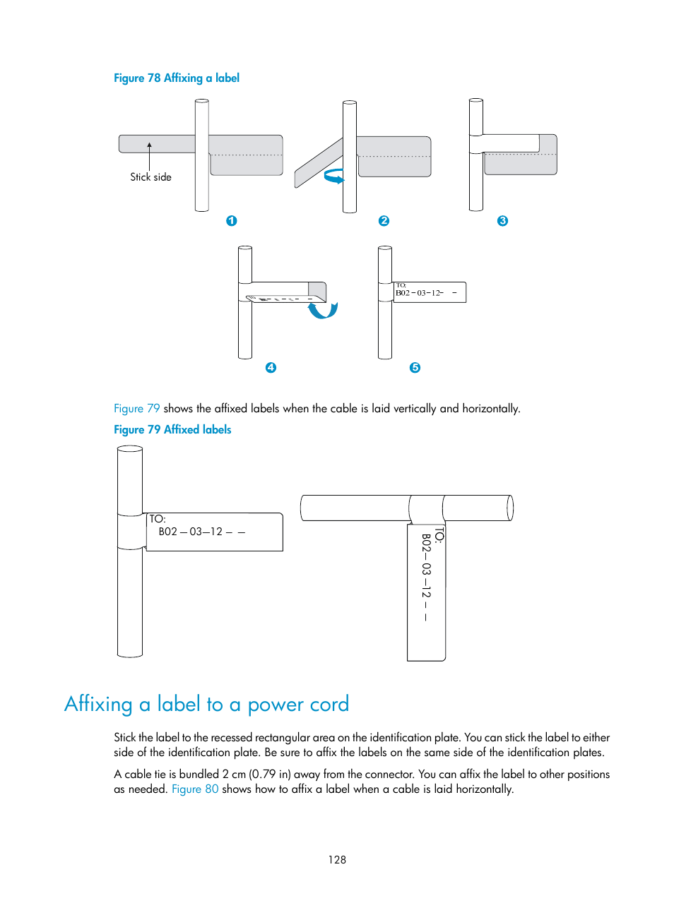 Affixing a label to a power cord | H3C Technologies H3C S12500-X Series Switches User Manual | Page 136 / 162