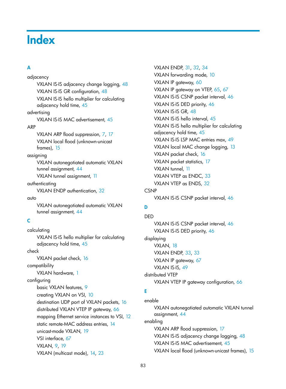 Index | H3C Technologies H3C S12500-X Series Switches User Manual | Page 90 / 95