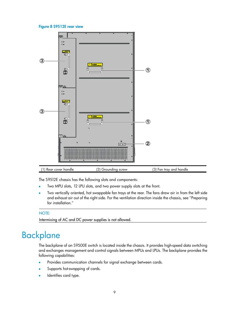 Backplane | H3C Technologies H3C S9500E Series Switches User Manual | Page 19 / 154