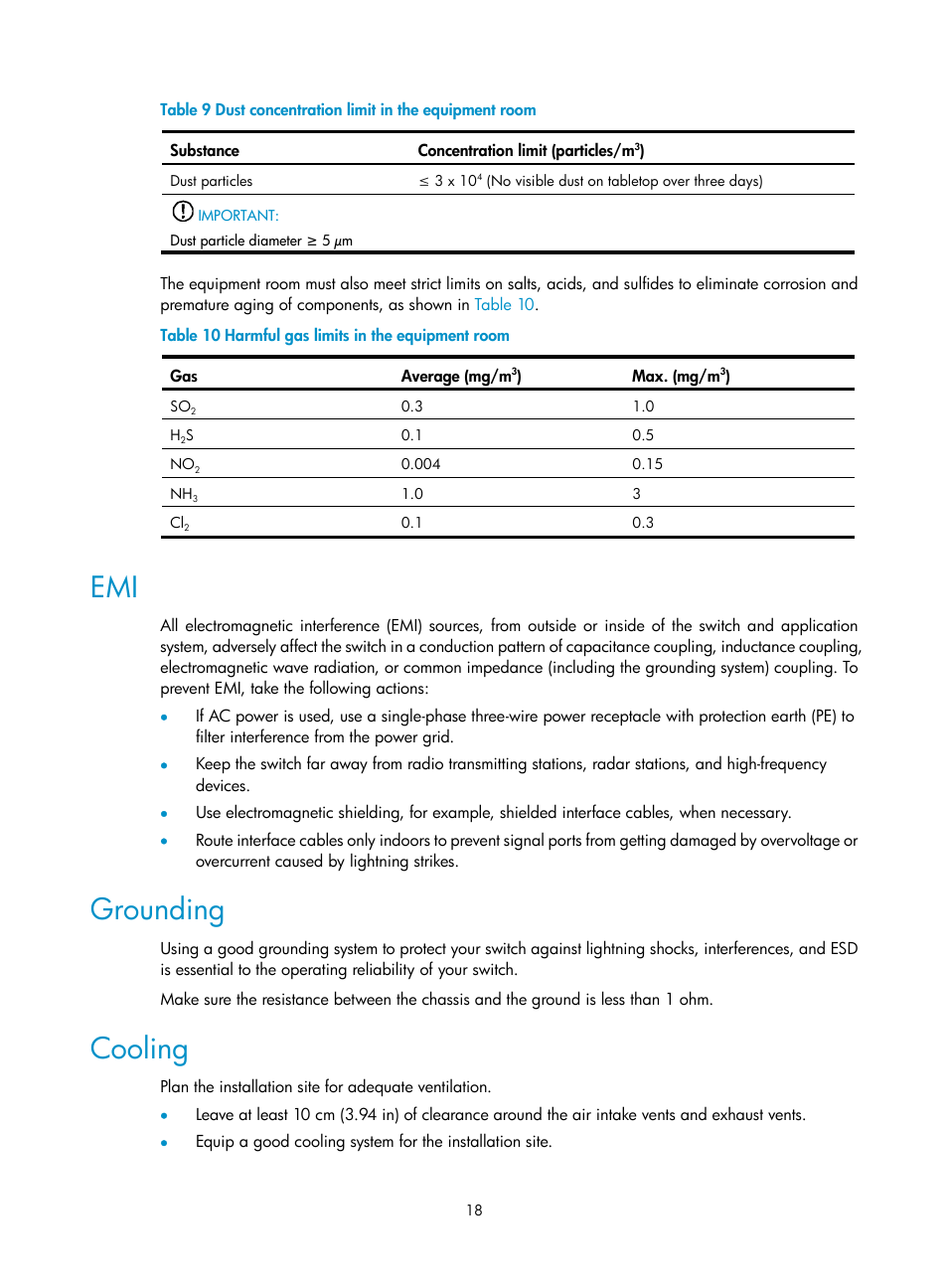 Grounding, Cooling | H3C Technologies H3C S9500E Series Switches User Manual | Page 28 / 154