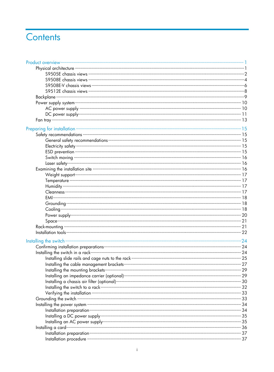 H3C Technologies H3C S9500E Series Switches User Manual | Page 7 / 154