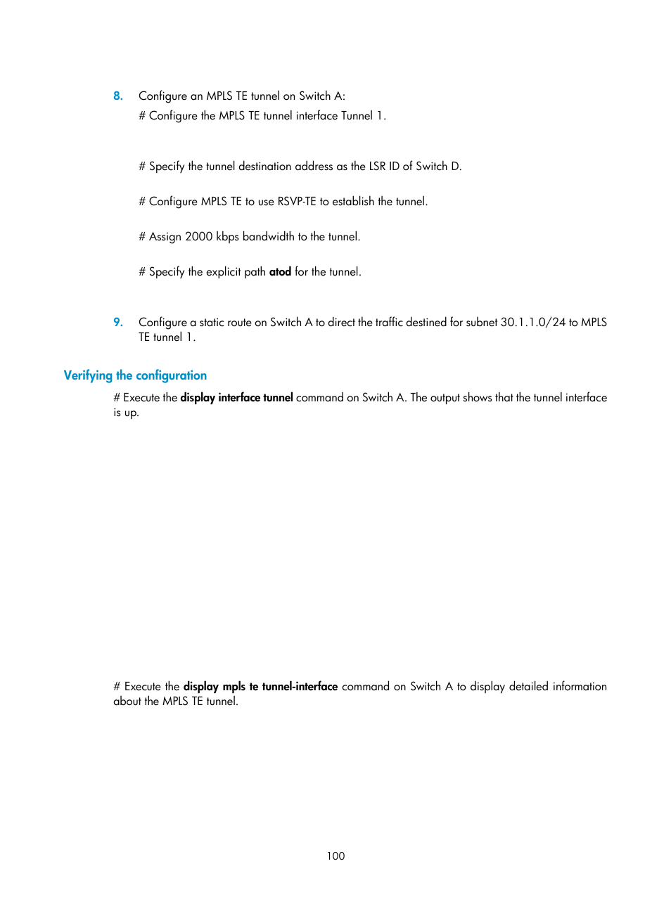 Verifying the configuration | H3C Technologies H3C S6800 Series Switches User Manual | Page 113 / 526