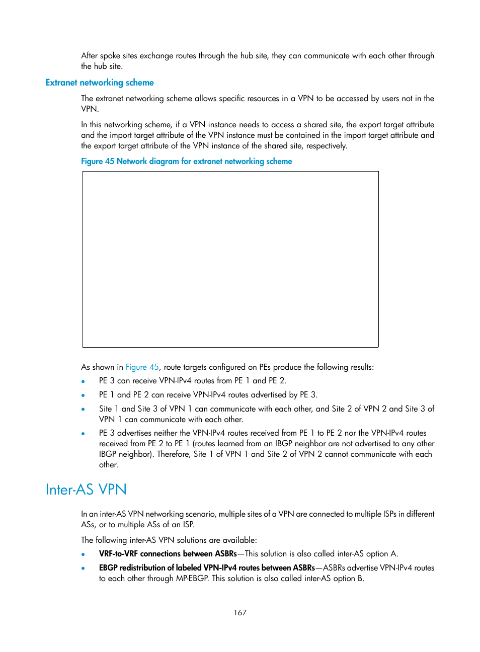 Extranet networking scheme, Inter-as vpn | H3C Technologies H3C S6800 Series Switches User Manual | Page 180 / 526