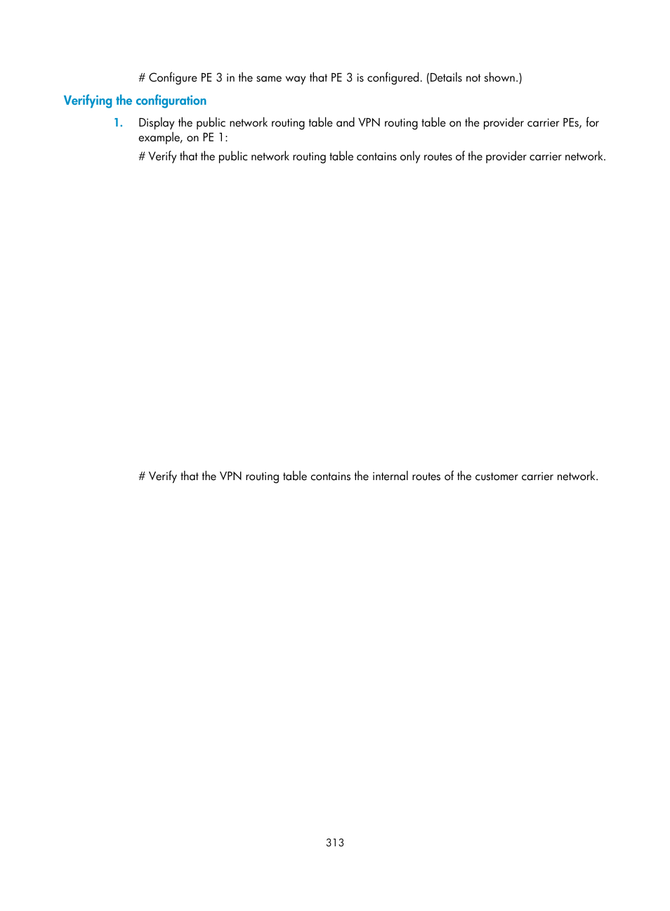 Verifying the configuration | H3C Technologies H3C S6800 Series Switches User Manual | Page 326 / 526