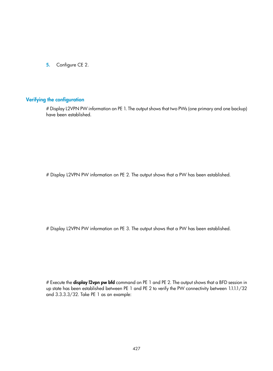 Verifying the configuration | H3C Technologies H3C S6800 Series Switches User Manual | Page 440 / 526