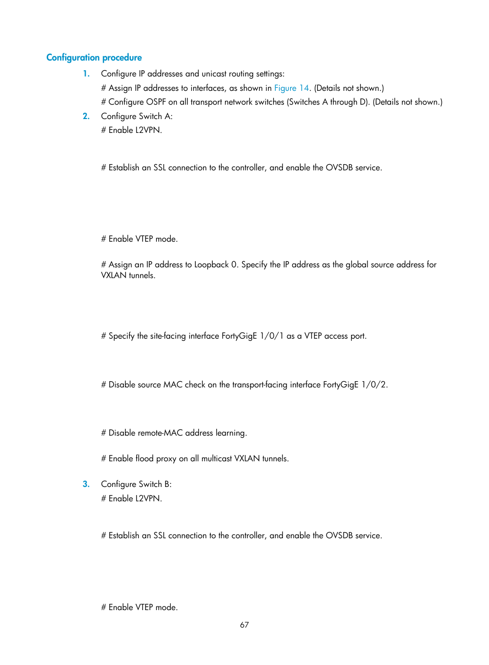 Configuration procedure | H3C Technologies H3C S6800 Series Switches User Manual | Page 75 / 85