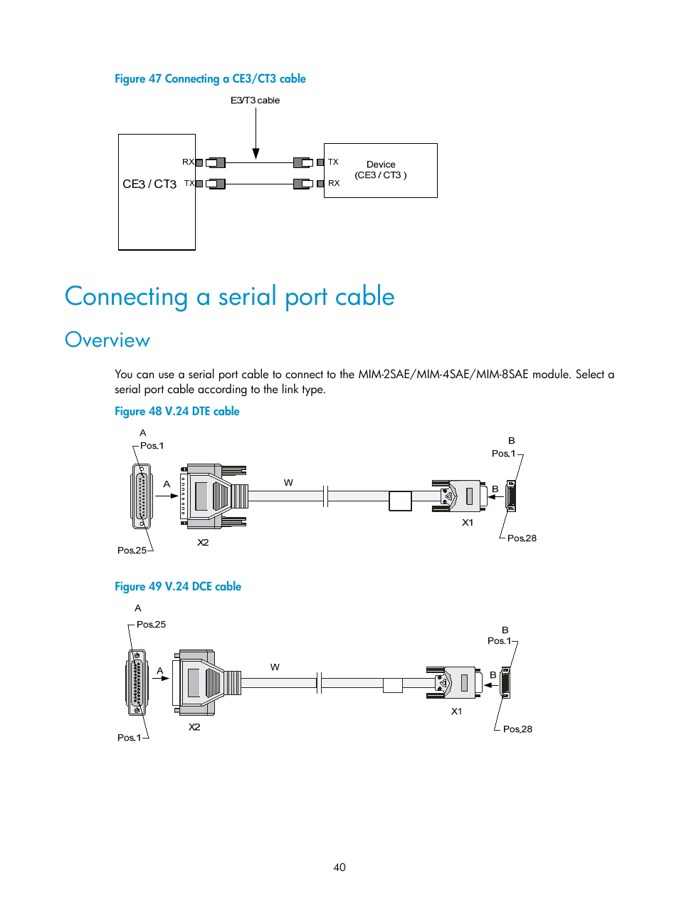 Connecting a serial port cable, Overview | H3C Technologies H3C SR6600-X User Manual | Page 50 / 150