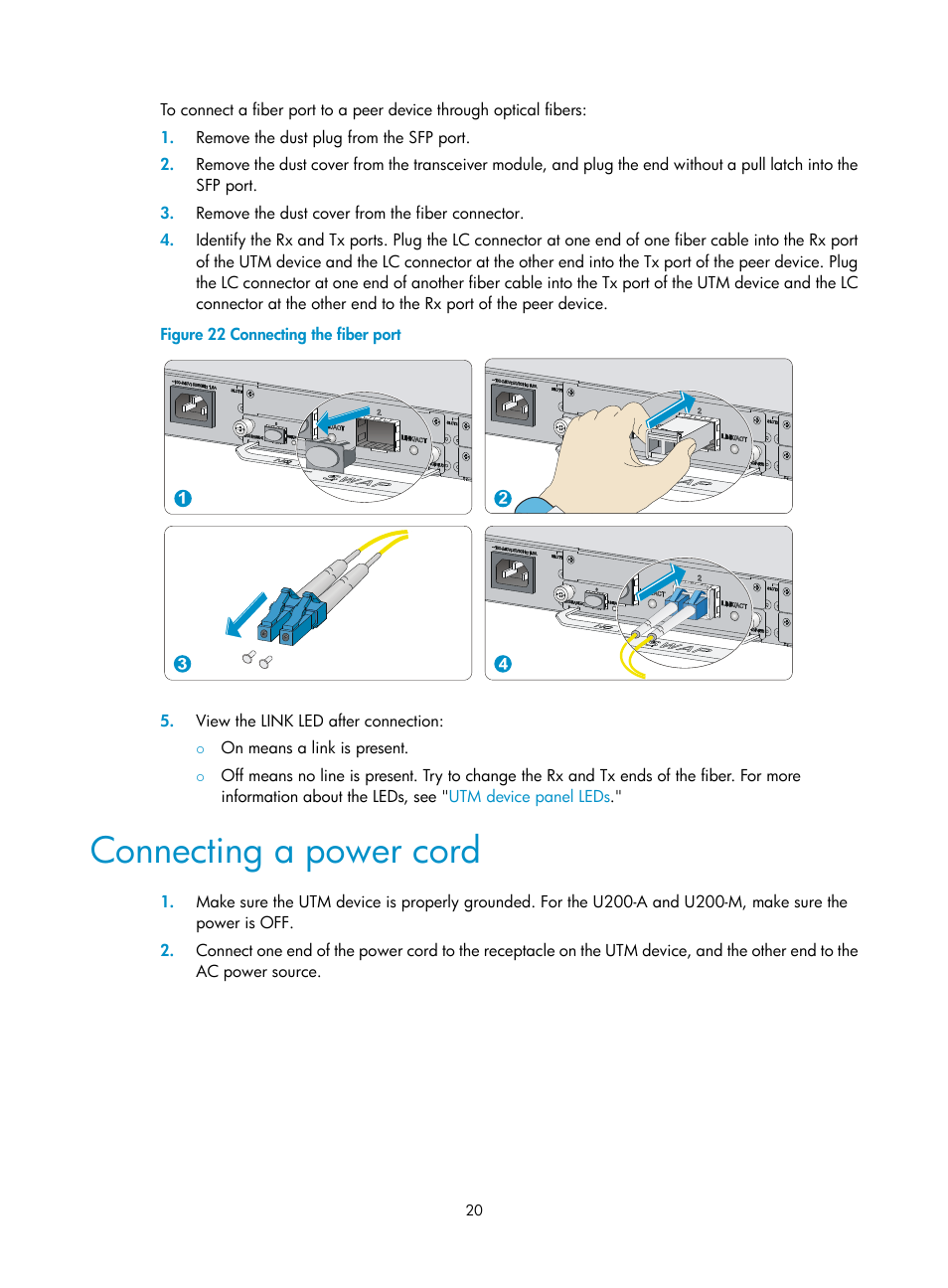 Connecting a power cord | H3C Technologies H3C SecPath U200-A U200-M U200-S User Manual | Page 29 / 83