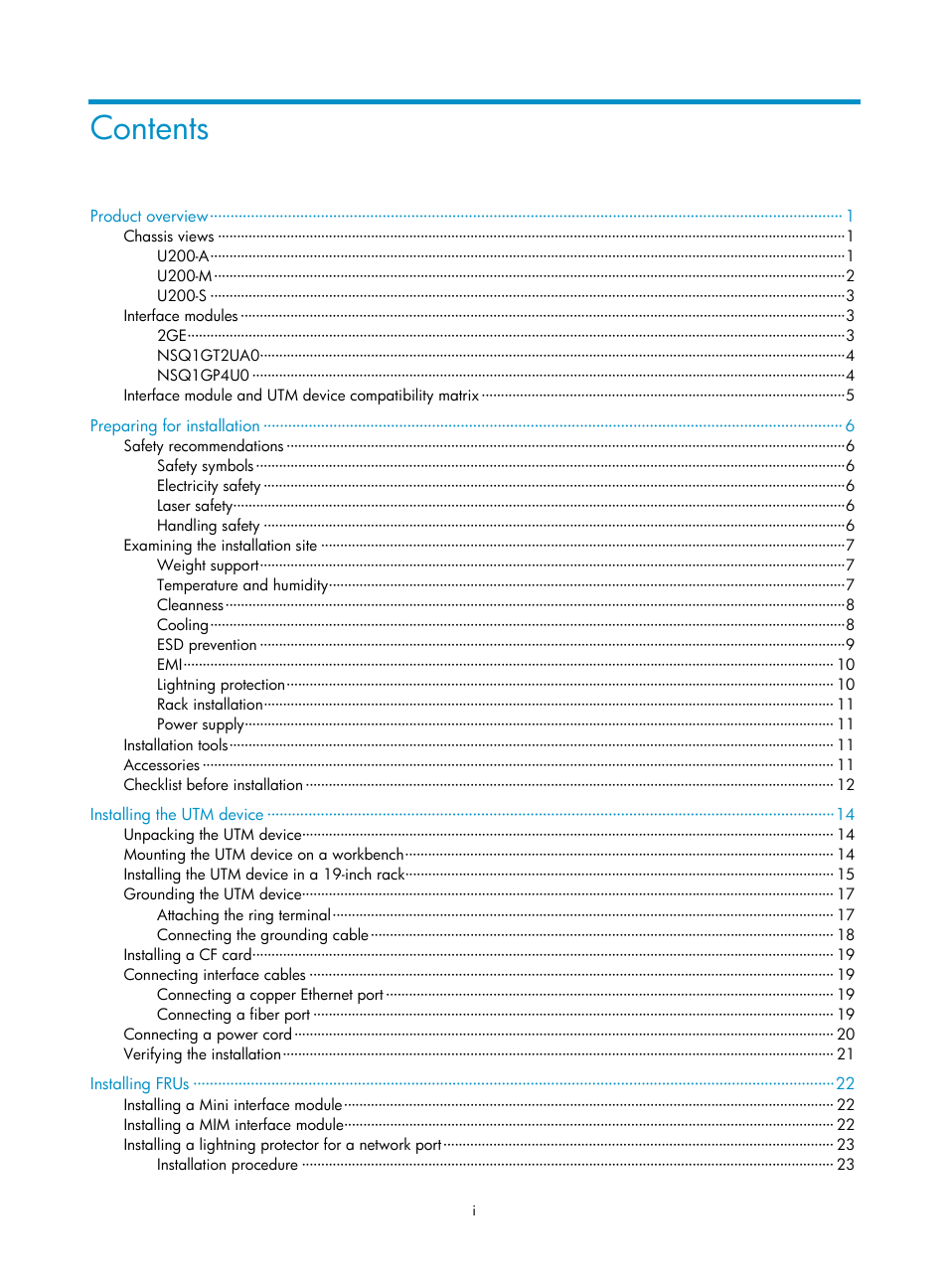 H3C Technologies H3C SecPath U200-A U200-M U200-S User Manual | Page 7 / 83