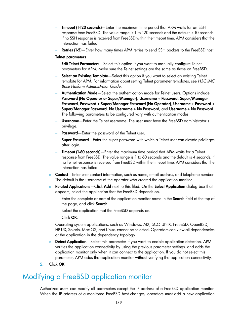 Modifying a freebsd application monitor | H3C Technologies H3C Intelligent Management Center User Manual | Page 153 / 740