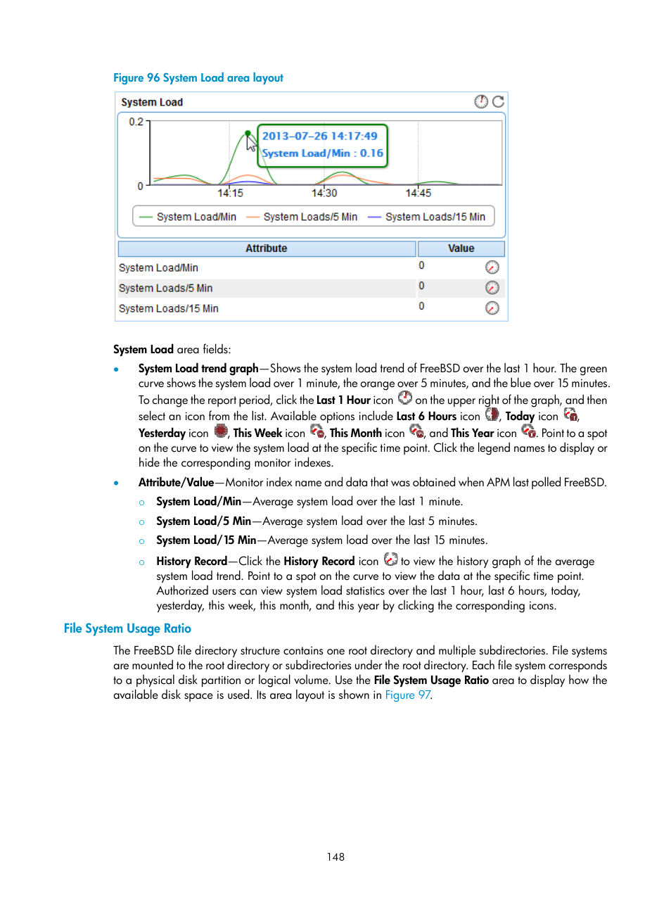 File system usage ratio | H3C Technologies H3C Intelligent Management Center User Manual | Page 162 / 740
