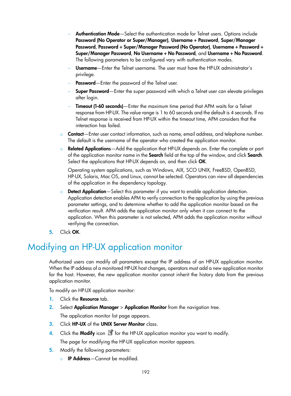 Modifying an hp-ux application monitor | H3C Technologies H3C Intelligent Management Center User Manual | Page 206 / 740