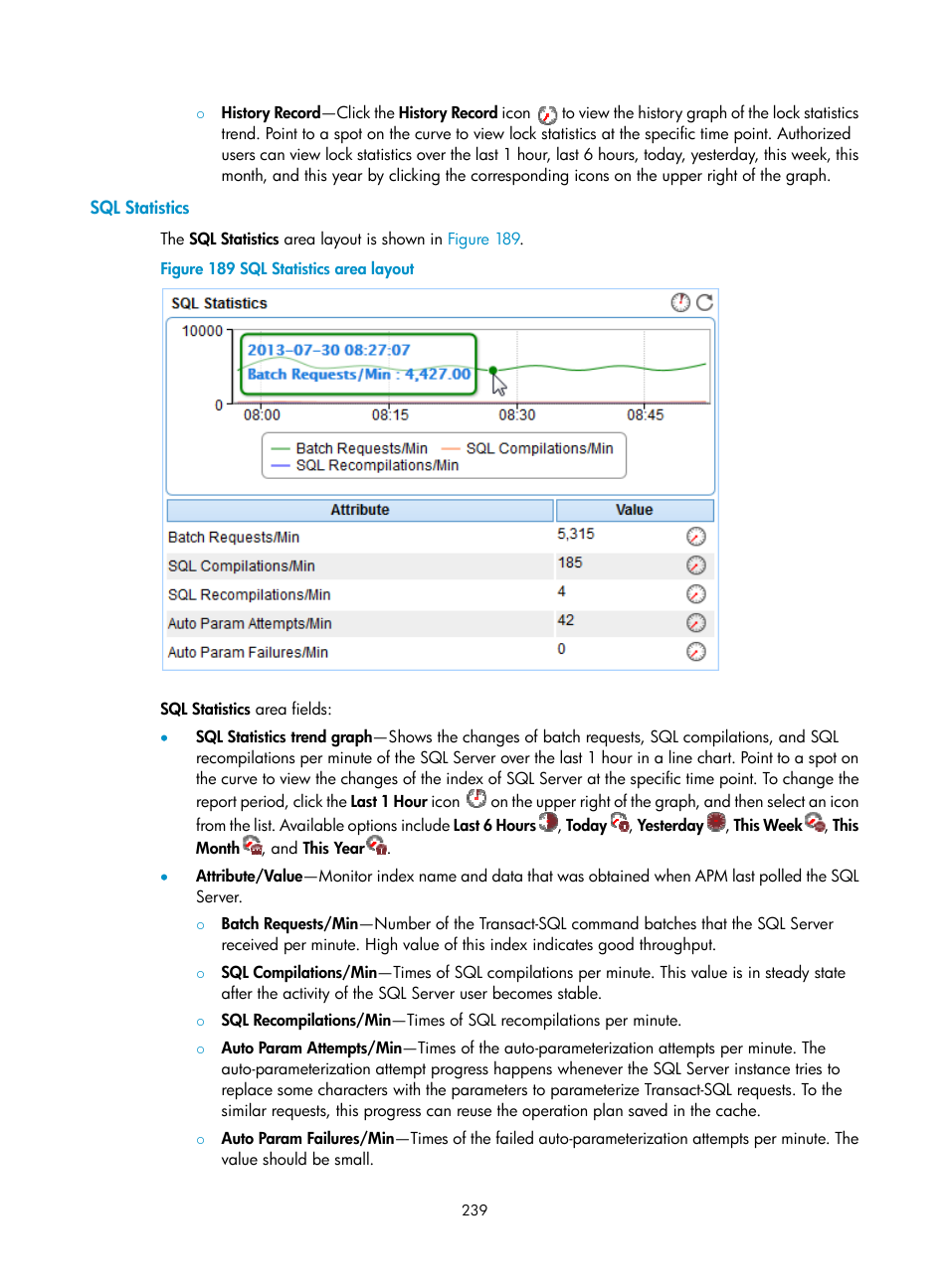 Sql statistics | H3C Technologies H3C Intelligent Management Center User Manual | Page 253 / 740