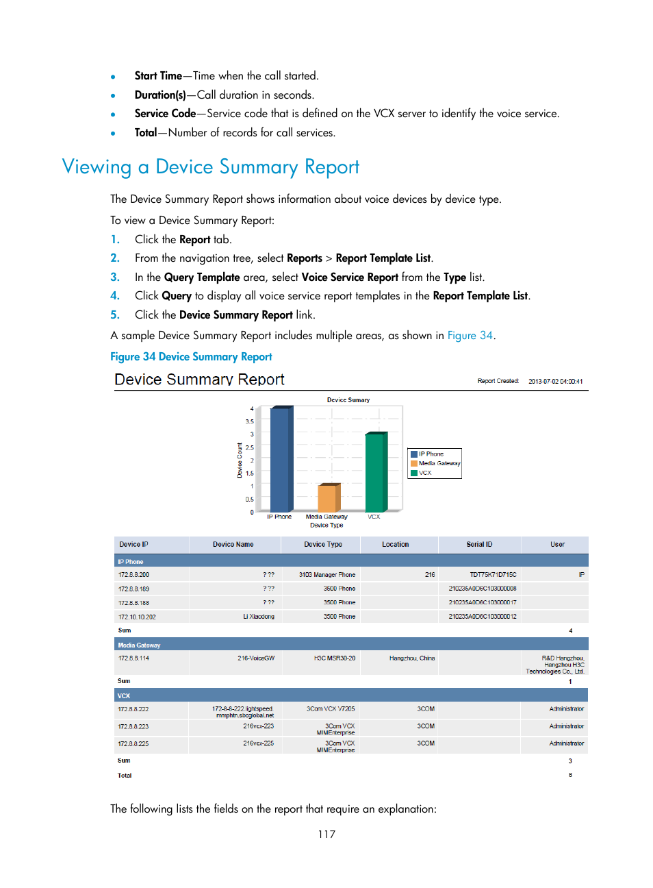 Viewing a device summary report | H3C Technologies H3C Intelligent Management Center User Manual | Page 126 / 145