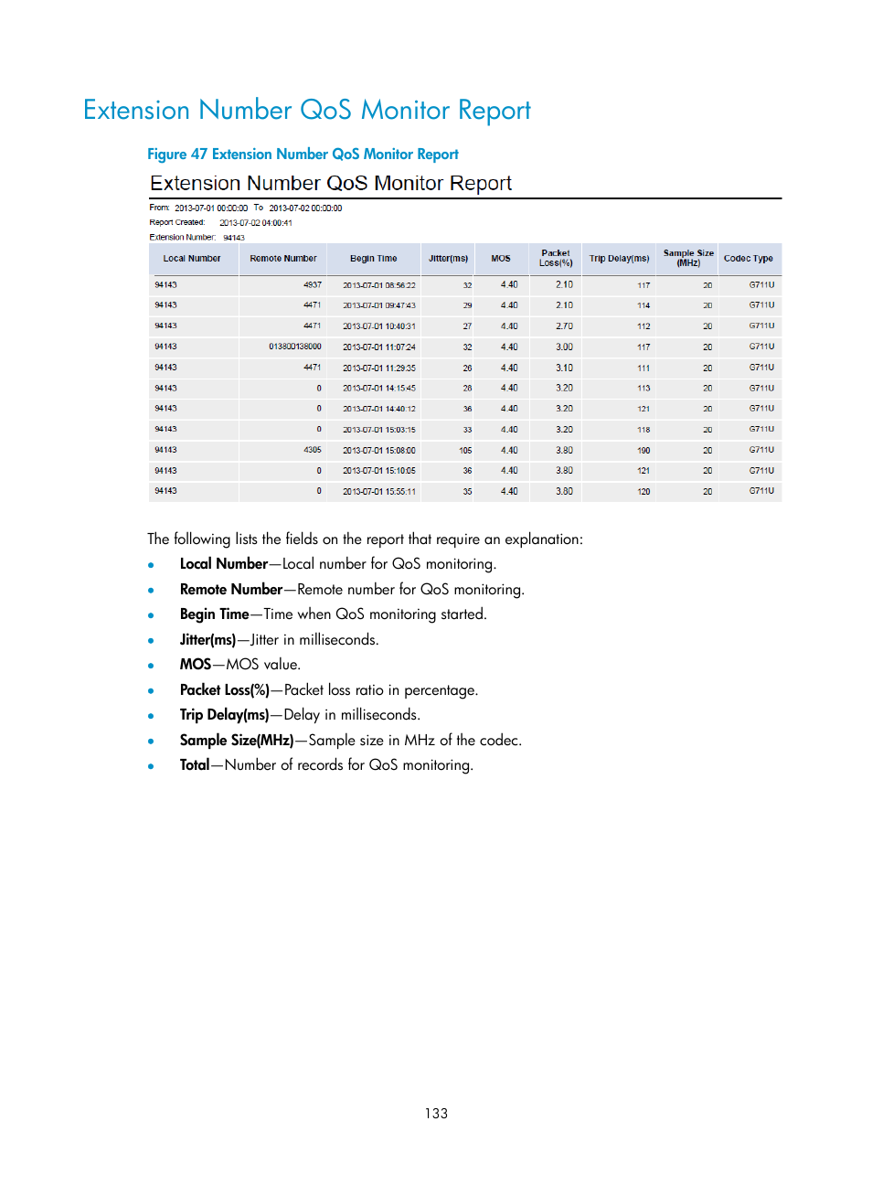 Extension number qos monitor report | H3C Technologies H3C Intelligent Management Center User Manual | Page 142 / 145