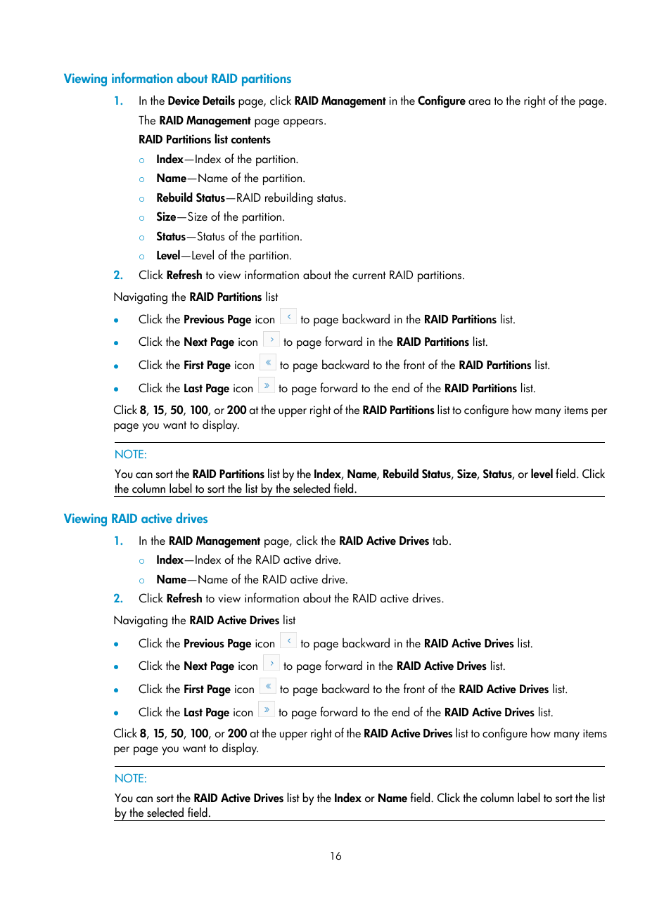 Viewing information about raid partitions, Viewing raid active drives | H3C Technologies H3C Intelligent Management Center User Manual | Page 25 / 145