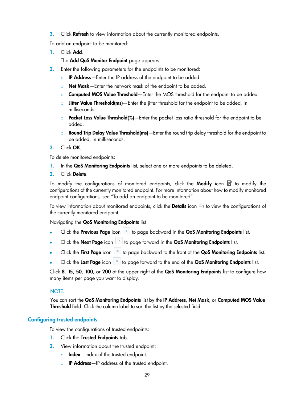 Configuring trusted endpoints | H3C Technologies H3C Intelligent Management Center User Manual | Page 38 / 145