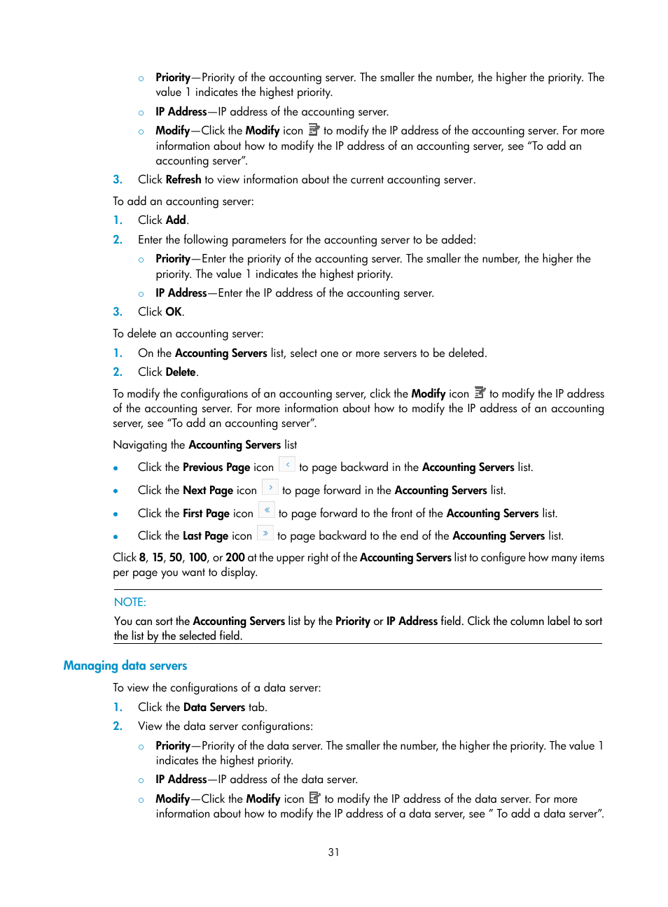 Managing data servers | H3C Technologies H3C Intelligent Management Center User Manual | Page 40 / 145