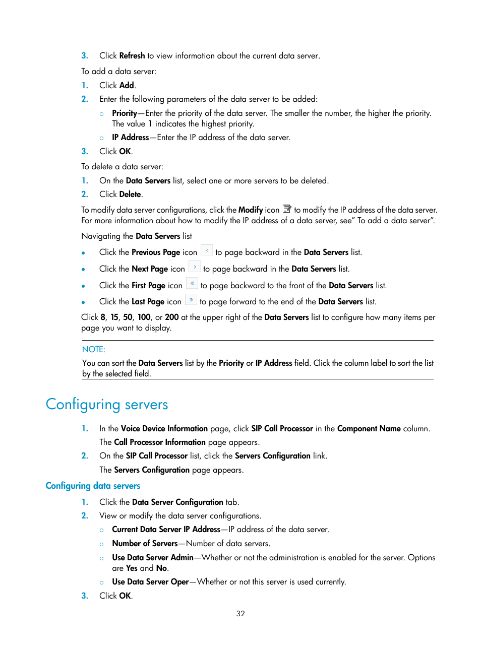 Configuring servers, Configuring data servers | H3C Technologies H3C Intelligent Management Center User Manual | Page 41 / 145